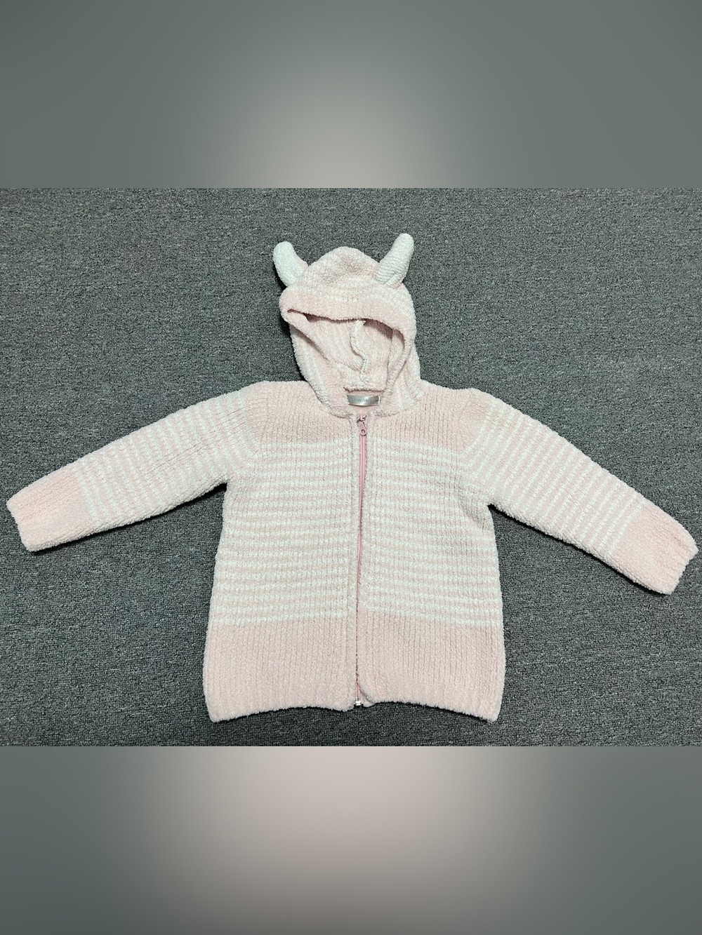 Pink Fuzzy Hooded Baby Cardigan with Ears